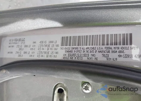 2020 Ram 2500 Laramie 4X4 6'4 Box из США, поврежденный, VIN 3C6UR5FL5LG119319